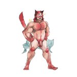 1:1 animal_humanoid balls big_muscles blush body_hair chest_hair circumcised circumcision_scar clothing daddy_deacon domestic_cat ears_up embarrassed felid felid_humanoid feline feline_humanoid felis flaccid fur furry_balls genital_scar genitals hair hi_res humanoid humanoid_genitalia humanoid_penis male mammal mammal_humanoid muscular penis raised_tail red_body red_fur red_hair scar solo surprise tail towel towel_drop wardrobe_malfunction