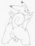 anthro anus balls bodily_fluids clefable cum erection generation_1_pokemon genital_fluids genitals graphite_(artwork) hi_res looking_at_viewer male mammal monochrome nintendo penis pokemon pokemon_(species) simple_background solo tongue traditional_media_(artwork) white_background yaroul