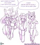 adolescent anthro aogami aria_(aogami) canid canine chirmaya clothing domestic_cat english_text felid feline felis female fox group hair hymn_(aogami) lagomorph leporid male mammal monochrome rabbit rith_(chirmaya) sasha_(chirmaya) text young young_anthro