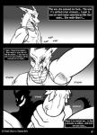 2015 anthro bodily_fluids clothed clothing comic cum dragon english_text erection genital_fluids genitals grey_background hi_res horn if_hell_had_a_taste male masturbation monochrome muscular muscular_anthro muscular_male mythological_creature mythological_scalie mythology penile penile_masturbation penile_spines penis saliva scales scalie scar sharp_teeth shirt simple_background skylar_fidchell solo sweat tank_top teeth text tongue tongue_out topwear viroveteruscy