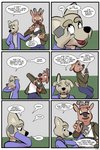 2:3 anthro base_three_layout canid canine canis cervine comic controller coyote deer dialogue electronics english_text grid_layout hi_res jake_(study_partners) justin_(study_partners) male mammal park phone red_deer regular_grid_layout remote_control six_frame_grid six_frame_image study_partners text three_row_layout thunderouserections young young_anthro