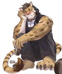 Rating: s
ID: 5440720
Date: 2025-03-17 22:51:56 -0400
Status: active
Score: 34
absurd_res anthro biceps blush bottomwear brown_body brown_eyes brown_fur brown_hair chest_tattoo clothed clothing clouded_leopard collar felid fur fur_markings hair hi_res likulau male mammal markings multicolored_body multicolored_fur muscular muscular_male nekojishi open_clothing open_topwear pantherine pants paws pecs simple_background sitting solo spots spotted_body spotted_fur studio_klondike tail tattoo tian_qi_qing topwear two_tone_body two_tone_fur white_background post #5440720