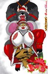 alligator alligatorid alythewolfcat anthro big_breasts breasts canid canine canis christmas christmas_clothing clothing crocodilian duo felid female hi_res holidays huge_breasts hybrid hyper hyper_breasts lips lying macro magazine_page malayan_tiger mammal mature_female nipple_slip on_back orchid_bloom overweight overweight_female pantherine reindeer_antlers reptile ridus_(weretoons) scalie size_difference thick_lips thick_thighs tiger wolf