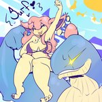 1:1 anthro beach bikini clothing duo eyes_closed female female_on_top generation_3_pokemon glowing glowing_eyes hot_skitty_on_wailord_action larger_male low_res male male/female nintendo on_top pokemon pokemon_(species) size_difference skitty smaller_female smaller_on_top swimwear two-piece_swimsuit unknown_artist wailord