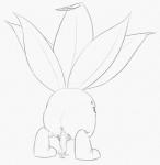 anus butt elemental_creature erection flora_fauna generation_1_pokemon genitals graphite_(artwork) looking_back male monochrome nintendo oddish open_mouth penis plant pokemon pokemon_(species) simple_background smile solo traditional_media_(artwork) unusual_anatomy unusual_genitalia unusual_penis white_background yaroul