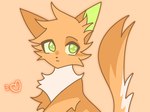 4:3 ambiguous_gender countershade_fur countershade_tail countershading description_check description_request domestic_cat eyebrows felid feline felis feral firestar_(warriors) fluffy fur green_eyes green_inner_ear heart_symbol hi_res japanese_description kemono male_(lore) mammal mirucha0804 orange_background orange_body orange_fur orange_theme simple_background solo tail translated_description tuft warriors_(book_series) white_body white_countershading