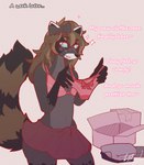 alain_the_raccoon_(softthaicat) anthro blush bottomwear brown_hair bulge butt caption clothed clothing crossdressing erection erection_under_skirt femboy feminization gender_transformation genitals hair hi_res hypnosis hypnotic_eyes lynnsnowmew male mammal mind_control open_mouth penis procyonid raccoon skirt smile solo spiral_eyes tail tenting trans_(lore) trans_woman_(lore) transformation transformation_through_hypnosis underwear