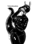 2022 ambiguous_species animate_inanimate black_and_white bodysuit breasts clothing curvy_figure digital_drawing_(artwork) digital_media_(artwork) female footwear hi_res high_heels inflatable latex latex_clothing latex_skinsuit living_inflatable model_sheet monochrome rubber_clothing shoes skinsuit slime solo tail tatterdemalion thick_tail tight_clothing wide_hips