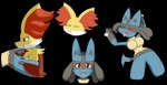 absurd_res alpha_channel anthro big_breasts black_body black_fur blue_body blue_fur blush breasts colored delphox duo eyes_closed featureless_breasts female female/female fur gender_transformation generation_4_pokemon generation_6_pokemon genitals heart_eyes heart_symbol hi_res looking_pleasured lucario mtf_transformation nintendo open_mouth orange_body orange_fur penis_shrinking pokemon pokemon_(species) pussy red_body red_eyes red_fur simple_background smile takau92729 tongue tongue_out transformation transparent_background unconscious yellow_body yellow_fur