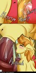 absurd_res big_macintosh_(mlp) bodily_fluids braeburn_(mlp) comic cousins_(lore) digital_media_(artwork) duo earth_pony equid equine erection feral fkk friendship_is_magic genital_fluids genitals green_eyes hasbro hi_res horse incest_(lore) male male/male mammal my_little_pony penis pony sex text url