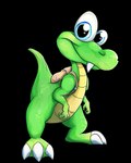 2017 4:5 absurd_res alpha_channel anthro backpack blaze-tfd blaze_tfd blue_eyes claws croc_(croc) croc_(series) crocodile crocodilian crocodylid green_body green_scales hi_res looking_at_viewer male raised_tail reptile scales scalie smile snaggle_tooth solo tail thick_tail thick_thighs toe_claws