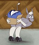 anthro asinus ass_up bottomwear box butt cardboard cardboard_box clothing container dominic_byrne donkey equid equine fur gloves_(marking) grey_body grey_fur hi_res horseshoe leg_markings male mammal mane markings multicolored_body multicolored_fur multicolored_skin nickelodeon parody smallfryspy socks_(marking) solo spongebob_squarepants torn_bottomwear torn_clothing two_tone_body two_tone_fur underwear white_body white_fur white_mane