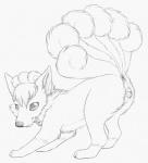 2015 anatomically_correct animal_genitalia animal_pussy anus canid canine canine_genitalia canine_pussy female feral generation_1_pokemon genitals graphite_(artwork) looking_at_viewer mammal monochrome multi_tail nintendo pokemon pokemon_(species) pussy simple_background smile solo tail traditional_media_(artwork) vulpix white_background yaroul