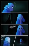 absolutedream absurd_res alphys animated_skeleton black_border bone border clothed clothing comic hi_res humanoid lizard male reptile sans_(undertale) scalie silhouette skeleton undead undertale undertale_(series)