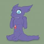 1:1 3_toes 4_fingers alternate_species balls blue_eyes blue_sclera feet fingers flaccid foreskin front_view fur generation_3_pokemon genitals heart_symbol hi_res humanoid humanoid_genitalia humanoid_penis looking_away male navel nintendo not_furry nude penis pink_body pink_fur pokemon pokemon_(species) posexe purple_balls purple_body purple_penis sableye simple_background sitting smile solo spread_legs spreading teeth toes unretracted_foreskin