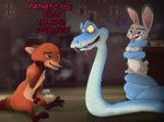 2024 absurd_res anaconda anthro asphyxiation being_watched boa_(snake) boinae breast_squish breasts breath canid canine choking coiled_tail coiling coiling_around_body constricted_breathing constricting cuckold disney evil_grin feet female fox gary_the_snake_(zootopia) genitals green_eyes group hand_on_head hi_res ilovejudyhopps imminent_death judy_hopps lagomorph leporid looking_at_another looking_pleasured male male/female male/male mammal masturbation motion_blur motion_lines nick_wilde nude open_mouth panting predator/prey purple_eyes pussy rabbit reptile scalie sitting size_difference smile snake snuff squish tail text tongue tongue_out trance trio voyeur zootopia zootopia_2