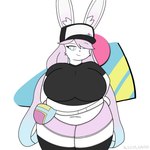 1:1 2024 accessory anthro big_breasts blista_kanjo bottomwear breasts butter_(theycallhimcake) clothed clothing digital_drawing_(artwork) digital_media_(artwork) female fur hair hat headgear headwear hi_res lagomorph leporid long_hair looking_at_viewer mammal pupils rabbit shaded shorts shoulder_bag simple_background smile solo thick_thighs white_body white_fur wide_hips