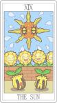 ambiguous_gender card card_template elemental_creature english_text flora_fauna flower flower_creature fortune_telling generation_2_pokemon generation_3_pokemon group looking_at_viewer major_arcana miji nintendo planet plant pokemon pokemon_(species) roman_numeral smile solrock sunflora sunkern tarot tarot_card text the_sun_(tarot)