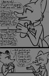 2022 anthro canid canine chair clothing comic conditional_dnp dialogue disney duo english_text fan_character female food fox furniture hi_res holding_food holding_object mammal michelle_densmore monochrome mrs._wilde red_fox sandwich_(food) simple_background speech_bubble table tangerine_(artist) text true_fox uniform zootopia