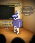 2022 anthro blush bodily_fluids boss_monster_(undertale) bovid caprine chalkboard classroom clothed clothing comic dialogue discomfort english_text fart female fully_clothed goat group mammal offscreen_character public robe rumbling_stomach school solo_focus sweat teacher text toby_art toriel undertale undertale_(series)