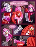 2020 absurd_res amy_rose anthro breasts breech_loader clothed clothing comic detailed_background duo echidna english_text eulipotyphlan exposed_breasts female fur green_eyes handwear hedgehog hi_res knuckles_the_echidna male mammal monotreme nipples purple_eyes sega sex sonic_the_hedgehog_(series) text toso