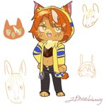 1:1 anthro clothing cygames dictus_striker_(pretty_derby) domestic_cat equid equine felid feline felis female fur hair hood horse lynx mammal orange_body orange_fur orange_hair paieliny sanpaku soccer_boy_(pretty_derby) solo tomboy uma_musume_pretty_derby yellow_clothing yellow_eyes