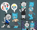 2024 absurd_res age_difference anthro asking_another badge barefoot blue_body blue_fur bottomwear captain_mooncat cartoon_network chibi chopsticc cjk_character clothing confusion crossover dialogue domestic_cat dress dress_shoes eddie_puss emoji feet felid feline felis female footwear fur gesture grey_body grey_fur grin group gumball_watterson hand_gesture hand_in_air hand_on_hip handshake head_tuft hi_res humanoid idea implied_incest inviting male male/female mammal meme menacing_(meme) meow mother_(lore) mother_and_child_(lore) mother_and_son_(lore) mother_puss neckwear nervous nicole_watterson older_female parent_(lore) parent_and_child_(lore) parent_and_son_(lore) partner_swap pattern_clothing pattern_shirt pattern_topwear pointing rebus ribbons shirt shoes shorts simple_background skirt smile sneakers son_(lore) standing striped_clothing striped_shirt striped_topwear stripes style_emulation style_swap t-shirt tail the_amazing_world_of_gumball the_complex_adventures_of_eddie_puss thinking thought_bubble thoughtful_expression tiptoes topwear tuft whispering