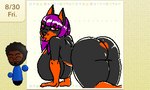 2019 5:3 all_fours anthro big_breasts breasts canid canine canis curvy_figure digital_media_(artwork) dobermann domestic_dog female heart_shaped_fur hime_cut irene_konig kingjion looking_back low_res mammal mature_female nintendo nintendo_3ds nintendo_ds_family pinscher solo swapnote_(artwork) swapnote_(copyright) thick_thighs tongue tongue_out voluptuous