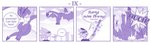 4koma ambiguous_gender anthro base_one_layout braver_(vavacung) clothing comic cross-popping_vein dialogue disaster_dragon dragon duo ellipsis english_text feral four_frame_image hi_res kobold mask monochrome mythological_creature mythological_scalie mythology one_row_layout purple_theme scalie tail text vavacung