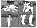 2019 5_fingers 5_toes anthro backpack black_and_white bottomwear clothing comic coniferous_tree debris dirt dirty dirty_feet domestic_cat english_text feet felid feline felis fingers foot_focus forest forest_background four_frame_image fur furshinku getting_up gravel hair humanoid_feet humanoid_hands long_tail looking_down looking_up lying male mammal markings monochrome nature nature_background on_side one_eye_closed pain pants patting patting_dust_off peter_(furshinku) plant plantigrade pointy_ears prick_ears rubbing rubbing_head shirt short_hair slush_(sound_effect) soles solo spots spotted_body spotted_fur spotted_markings spotted_tail striped_body striped_fur stripes tail tail_markings text toes topwear tree walking