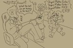 Rating: s
ID: 5399499
Date: 2025-02-26 16:59:30 -0500
Status: active
Score: 8
2025 5_fingers aged_up anthro baryonyx black_and_yellow bottomwear brother_(lore) brothers_(lore) cavemanon_studios clothing dialogue dilophosaurid dilophosaurus dinosaur electronics english_text eyewear fan_character fingers glasses group hair hat headgear headphones headphones_around_neck headwear hi_res human hybrid i_wani_hug_that_gator koopacoon male mammal monochrome motion_lines open_mouth open_smile prehistoric_species profanity propeller_hat reptile scalie sharp_teeth short_hair short_tail shorts sibling_(lore) sitting smile snout spinosaurid spinosaurus tail teeth text theropod trent_(iwhtg) trio twins_(lore) vincent_payne post #5399499
