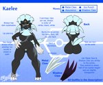 2022 anthro artist_name blue_text breasts burn_scar butt claws closed_smile digital_media_(artwork) ear_piercing english_text eyeshadow facial_piercing fangs featureless_breasts featureless_crotch female forehead_gem front_view gem generation_4_pokemon hand_on_hip hi_res kaelee_(latiar) latiar lip_piercing makeup model_sheet mouth_closed name_drop nintendo nude piercing pokemon pokemon_(species) pokemorph pubes pupils rear_view scar short_stack simple_background smile solo standing tail teeth text weavile white_pupils