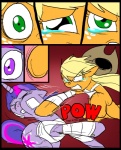 2012 applejack_(mlp) bandage blonde_hair blood bodily_fluids clothed clothing comic cowboy_hat cutie_mark digital_media_(artwork) duo earth_pony english_text equid equine female feral freckles friendship_is_magic fur hair hasbro hat headgear headwear hooves horn horse mammal metal_(artist) multicolored_hair my_little_pony mythological_creature mythological_equine mythology orange_body orange_fur pony punch purple_body purple_fur purple_hair tears text twilight_sparkle_(mlp) two_tone_hair unicorn violence