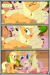 absurd_res applejack_(mlp) bat_pony blonde_hair blue_eyes comic digital_media_(artwork) duo earth_pony equid equine fangs female feral flutterbat_(mlp) fluttershy_(mlp) friendship_is_magic green_eyes gutovi-kun hair hasbro hi_res horse mammal my_little_pony mythological_creature mythological_equine mythology pegasus pink_hair pony red_eyes teeth transformation wings