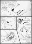 canid canine canis celia_(s2-freak) cherry_(s2-freak) comic dialogue english_text female feral fox greyscale hi_res human macro male mammal monochrome s2-freak schwarzpelz text wolf