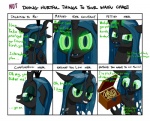 2014 arthropod box changeling chart comic container deusexequus dialogue digit_ring english_text fangs female friendship_is_magic glowing glowing_eyes gold_(metal) green_eyes green_hair hair hasbro hole_(anatomy) horn jewelry looking_at_viewer love meme mind_control my_little_pony pupils queen_chrysalis_(mlp) ring simple_background slit_pupils solo teeth text waifu_chart wedding_ring white_background