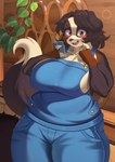 absurd_res amaverse angel_welina anthro barrel bernese_mountain_dog big_breasts blush breasts canid canine canis chimney clothed clothing curvy_figure denim denim_clothing detailed_background domestic_dog embarrassed fangs female female_anthro fully_clothed hair hi_res inside kemono kimako-desu looking_at_viewer mammal molosser mountain_dog overalls overalls_only overweight overweight_female plant side_boob sleeveless_topwear slightly_chubby smile smiling_at_viewer solo surprise surprised_expression swiss_mountain_dog tavern teeth thick_thighs tongue voluptuous