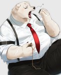 Rating: s
ID: 5550406
Date: 2025-05-05 09:23:17 -0400
Status: active
Score: 14
anthro bear clock clothing fangs hi_res male mammal necktie nikiciy open_mouth overalls overweight overweight_anthro overweight_male pocketwatch polar_bear scar simple_background solo teeth ursine watch yawn yawning_position post #5550406