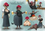 alcohol anthro apron areola baker bar_maid beer beer_glass beverage big_breasts big_butt blush bollenhut breasts broom butt cellulite cleaning_tool cleavage clothed clothing clothing_lift container cooking cup deer digital_drawing_(artwork) digital_media_(artwork) dough dress drunk duo english_text female food fur genitals german hair hat headgear headwear hi_res holding_object huge_breasts huge_butt kitchen maid_uniform mammal model_sheet nipples open_mouth overweight overweight_female pussy simple_background sleeping smeargle20 smile substance_intoxication suid suina sus_(pig) tail text thick_thighs topwear uniform wide_hips wild_boar