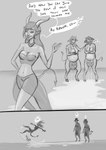 2018 absurd_res after_transformation angry anthro autolactation beingobscene bodily_fluids bovid bovine breasts breasts_and_teats cattle collar comic cowbell demon dialogue english_text female grey_background group hi_res horn humanoid humanoid_focus lactating mammal milk monochrome nipples nude simple_background slightly_chubby slipping spade_tail standing surprise tail teats text udders