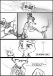 anthro canid canine clothed clothing comic digital_drawing_(artwork) digital_media_(artwork) disney electroshock_weapon english_text eyewear female fox fur hi_res judy_hopps lagomorph leporid male mammal monochrome necktie nick_wilde rabbit red_fox speech_bubble suit sunglasses taser text thewyvernsweaver true_fox weapon zootopia