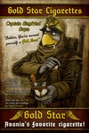 2019 2:3 5_fingers advertisement anthro avian back_cover beak biped bird black_text blue_eyes cigarette cigarette_box cigarette_in_mouth clothing colored comic cover fake_advertisement feathers fingers gun hi_res looking_at_viewer male military_uniform object_in_mouth ranged_weapon rifle smoking solo text tristikov uniform weapon white_body white_feathers white_text yellow_text