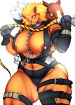 3_heads absurd_res anthro areola areola_slip atlus big_breasts black_bottomwear black_clothing black_gloves black_handwear black_topwear blonde_hair blue_eyes bottomwear breasts brown_areola brown_body brown_fur camel_toe canid canine canis chain chain_between_breasts chain_collar cheek_tuft chimera clothed clothing collar empty_eyes equid equine eyelashes facial_tuft felid female fur gloves hair handwear hecate_(megami_tensei) hi_res horse huge_breasts lion looking_at_viewer mammal megami_tensei multi_head nailing_nails navel orange_sclera pantherine sega simple_background smile solo tan_body tan_fur thick_thighs thigh_belt topwear tuft whip white_background white_body white_eyes white_fur wide_hips wolf yellow_body yellow_eyes yellow_fur