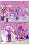 2023 anthro big_breasts black_hair blue_body braixen breasts brown_body comic eeveelution female gardevoir generation_1_pokemon generation_3_pokemon generation_4_pokemon generation_6_pokemon generation_7_pokemon generation_8_pokemon grey_body group hair hatterene hi_res incineroar lucario mega_evolution mega_lopunny nintendo party pokemon pokemon_(species) raboot red_eyes renita_reed scut_tail short_tail simple_background spanish_text steenee sylveon tail text translated vaporeon white_body yellow_body