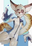 absurd_res amorey anothereidos_of_dragon_vein_r anthro athletic athletic_male brown_body brown_fur bulge clawed_fingers eel fish fur heart_symbol hi_res k0bit0wani kobold male marine moray_eel one_eye_closed solo water wetsuit white_body white_fur zipper