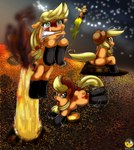 applejack_(mlp) burning butt butt_on_fire clothing cowboy_hat digital_media_(artwork) earth_pony equid equine female feral fire friendship_is_magic hasbro hat headgear headwear hi_res horse lava mammal my_little_pony pain pony solo tail tail_on_fire tokenworks