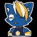 1:1 alpha_channel anthro biped blonde_eyebrows blonde_hair blue_body blue_ears blue_fur chizi disgust disgusted_face e621 eyebrows fur hair hexerade male male_anthro mascot meme multicolored_hair reaction_image solo sticker two_tone_hair white_hair white_inner_ear yellow_eyes yellow_nose