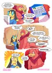 anthro clothing comic dialogue english_text female generation_1_pokemon generation_6_pokemon goopyarts helioptile hi_res josie_(goopyarts) leggings legwear mostly_nude nintendo pink_body pokemon pokemon_(species) slightly_chubby slowpoke tammy_(goopyarts) text thick_thighs thigh_highs wide_hips