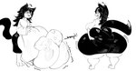 5idestep anthro big_butt butt canid canine female female/female female_pred female_prey hi_res huge_butt larger_prey mammal monochrome overweight smaller_pred thick_thighs vore weight_gain