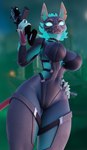 3d_(artwork) anthro big_breasts blue_eyes blue_hair breasts canid canid_demon canine cerberus_(fortnite) cerberus_(mayosplash) crossgender demon digital_media_(artwork) epic_games female fortnite glowing glowing_eyes gun hair hand_on_hip hellhound hi_res holding_gun holding_object holding_ranged_weapon holding_shotgun holding_weapon mammal mauve_suma mythological_canine mythological_creature mythology ranged_weapon solo tail thick_thighs weapon